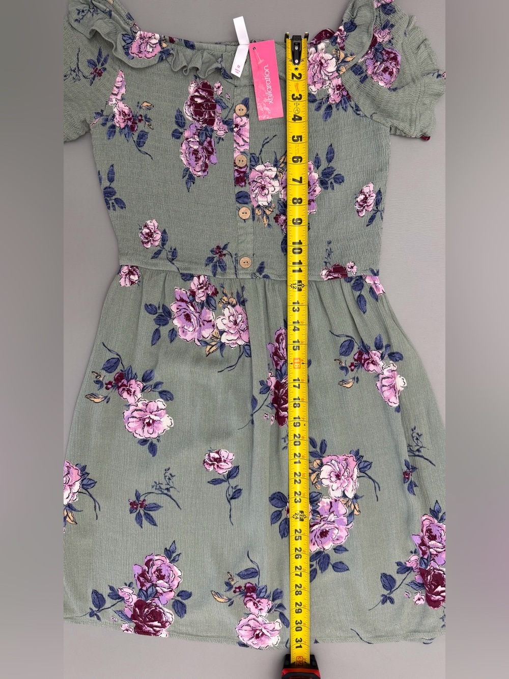 Xhilaration Green Floral Off Shoulder Smocked Dress Medium NWT - Picture 12 of 12